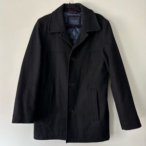 VTG Preppy Tommy Hilfiger Black Grunge Wool Whimsygoth Quilted Lined Coat Large